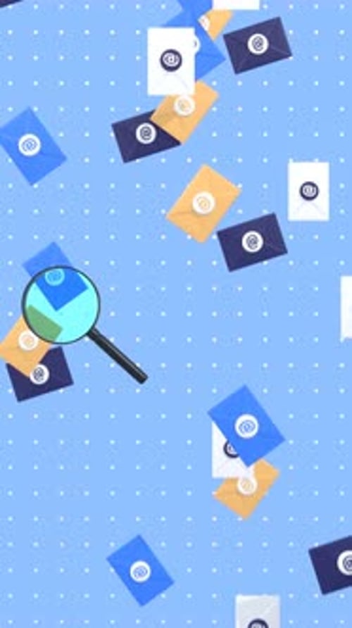 Flat Design Magnifying Glass Searching for Email Envelopes