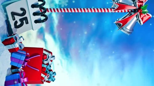 Festive Christmas Celebration with Animated Bells, Gifts, and Calendar