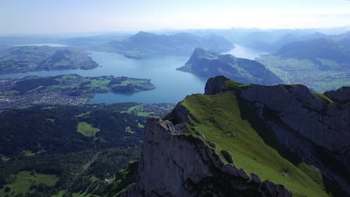 Cinematic Aerial View of Mountain Peak Landscape Scenery