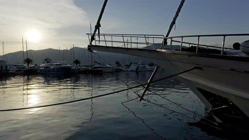 Sailboats and Yachts Resting in Serene Harbor