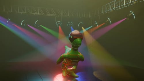 Animated Dancing Funny Dino on the Stage Endless Loop