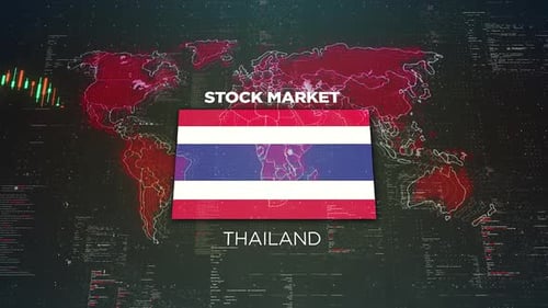 Thailand Stock Market Chart Background With Flag