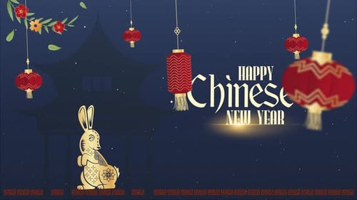 Chinese Blue Happy New Year 4K