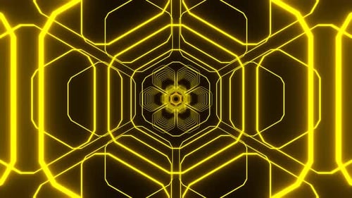 Yellow Abstract Glowing Hexagonal Structure Background Vj Loop In 4K