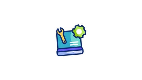 Flat Design Laptop Technical Support Icon Animation