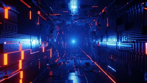 Tunnel Blue And Orange Light Vj