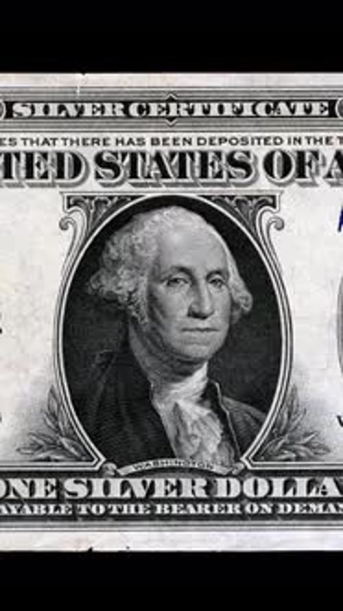 Vertical Video of George Washigton Portrait in United States Bank Note