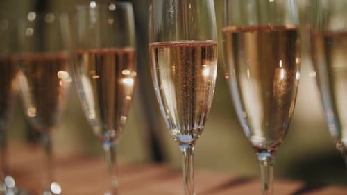 Champagne Flutes with Bubbly Rose Champagne