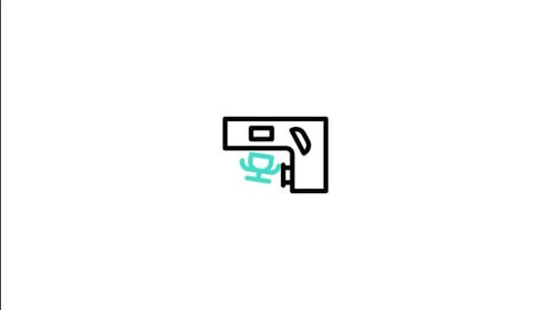 Animated Office Cubicle Workspace Line Icon