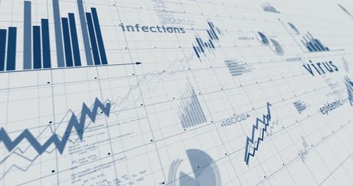 Virus infections charts and graphs 3d diagram on paper