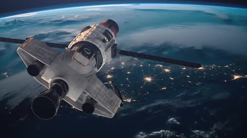 Space Station in Earth Orbit ISS NASA Space Conquest A View of the Earth and a Spaceship 3d