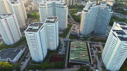 Residential Complex with Colorful Playground From Above