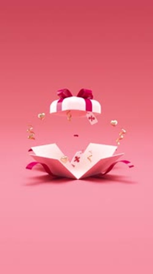 Animated 3D Gift Box Opening to Reveal Love Text