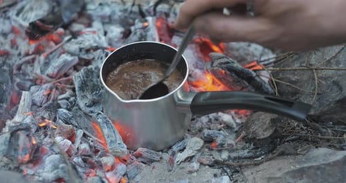 Cooking Coffee on the Coals