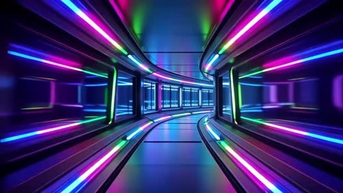 Futuristischer SciFi-Korridor mit leuchtenden Neonlichtern