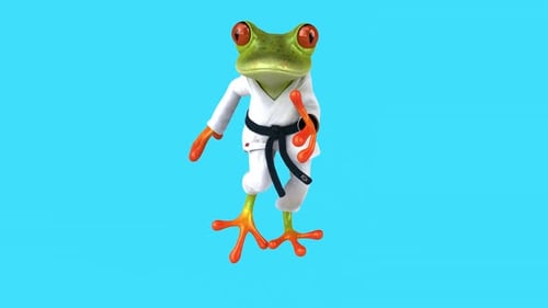 Lustiges 3D-Cartoon-Froschrennen (mit Alphakanal)