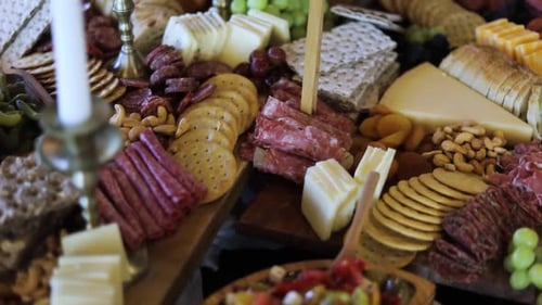 Delicious Charcuterie Board Display with Cheese and Meats