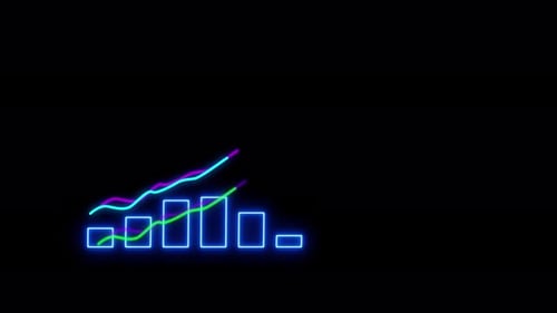Neon Growing Bar and Line Chart Data Animation