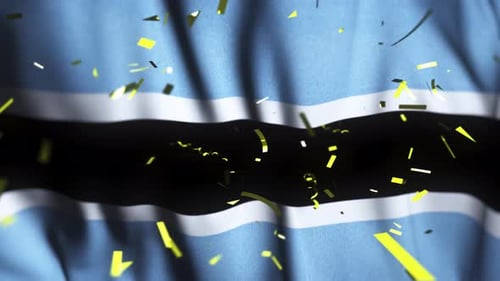 Waving Fabric Flag Logo Reveal with Falling Confetti