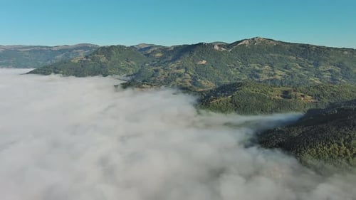 Aerial Foggy Mountain Landscape