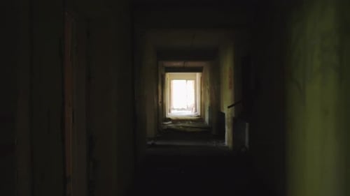 Dark Corridor in an Abandoned Building