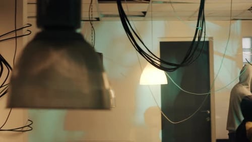 Skilled Spy Committing Cybercrime on Computer Firewall