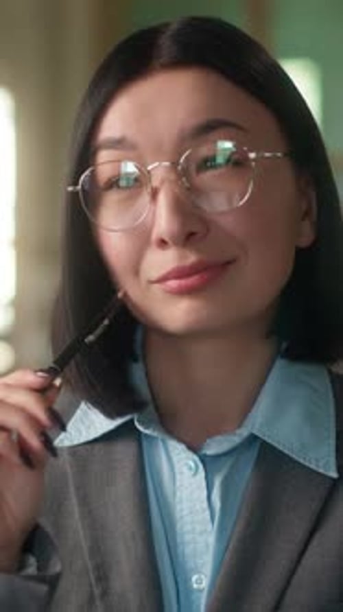 Chinese Korean Thoughtful Girl Japanese Business Woman Entrepreneur in Factory Thinking Asian