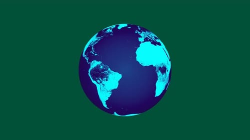 Der digitale Globus dreht sich. Animation des Erdplaneten vom Weltraum aus gesehen. 1630