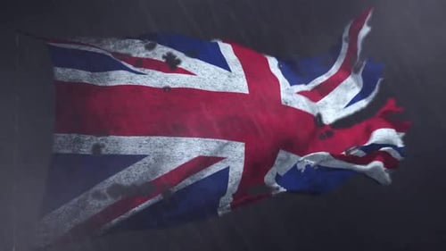 Waving Grungy Union Jack Flag Animation