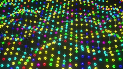 Colorful Mesh With Glowing Nodes Rotating Technology Futuristic Abstract Background 3d render