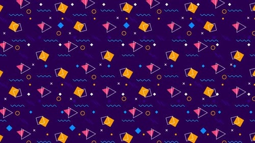 Memphis Style looping geometric background pattern