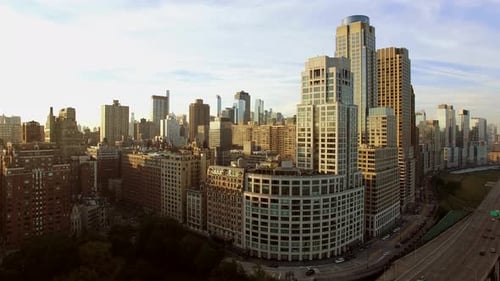 A Breathtaking and Stunning Skyline View of a Beautiful Urban Cityscape at Sunset Time