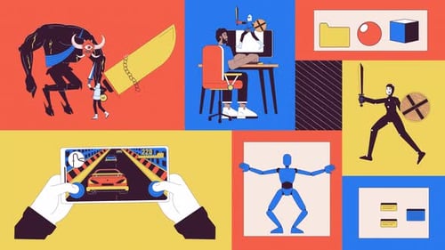 Flat Design Game Development and Digital Arts Animation