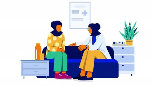 Flat Design Medical Consultation with Doctor and Patient Animation