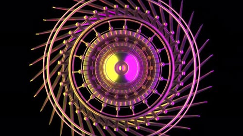 Rotating Abstract Golden Pink Futuristic Mechanism Loop