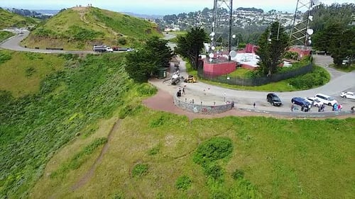 AERIAL - Twin Peaks, Christmas Tree Point, San Francisco, California, wide shot