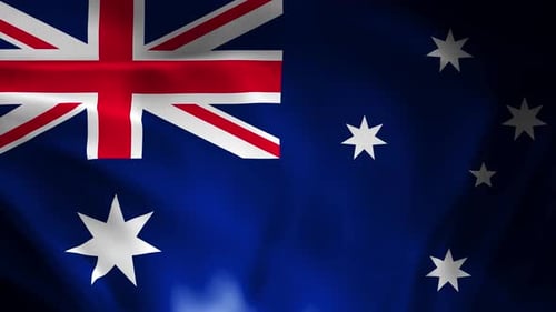 Realistic Waving Australian Flag with Dynamic Light Rays