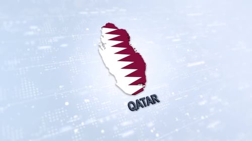 Animated Qatar Map with National Flag on Digital Background