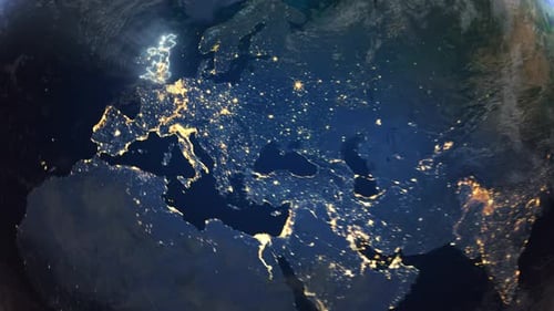 Realistic Earth Orbit and Zoom Glowing Borders United Kingdom