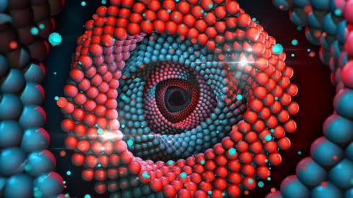 Abstract Red Blue Ball Tunnel