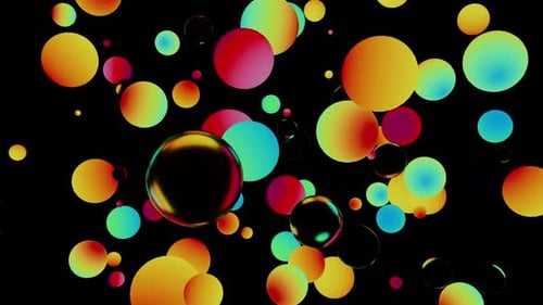 Esferas coloridas se movendo sobre fundo preto