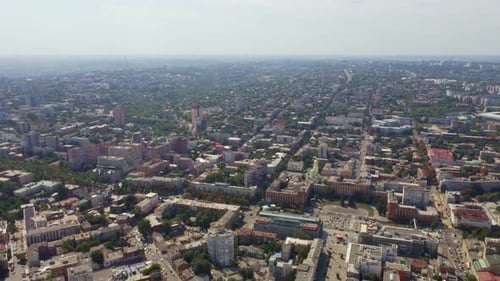 Dnipro City Aerial View Panorama of the City Center Ukraine