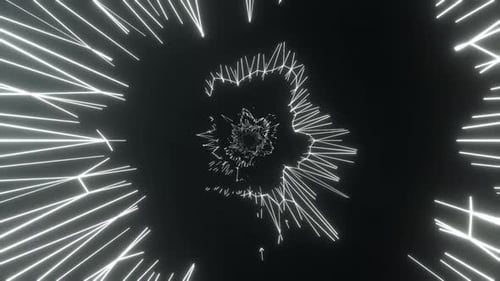 Weißer abstrakter Lasershow-Neon-Bewegungshintergrund Vj Loop In 4K