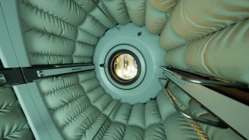 Nacelle rembourrée isolée dotée d'un éclairage doux et de dispositifs de retenue sécurisés en orbite