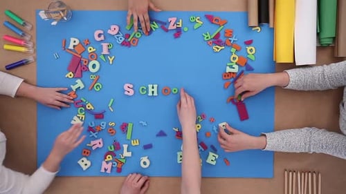 Happy Children Back to School After Holiday Alphabet