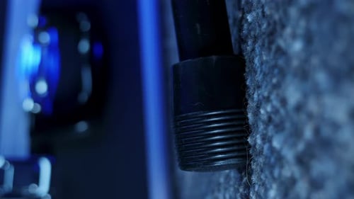 Microphone stand, close up. Vertical video