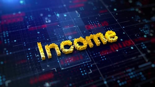 Digital Income Text Animation with Futuristic Pixel Style