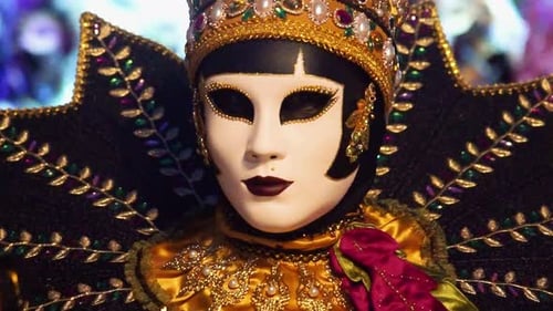 Elegant Woman Wearing Opulent Venetian Carnival Mask and Costume