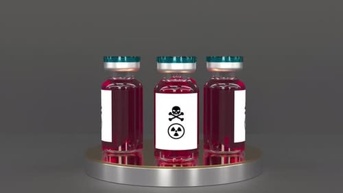 Les ampoules contenant du liquide rouge empoisonné pivotent sur la plateforme. Intro, elles peuvent tourner en boucle sans problème