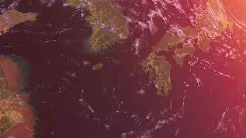 Asia, Korea, Far East From Space. Planet Earth. Globe. Sunrise